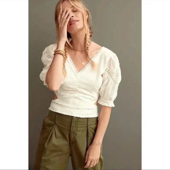 Anthropologie forever that girl ruched cut out blouse - Picture 2 of 9